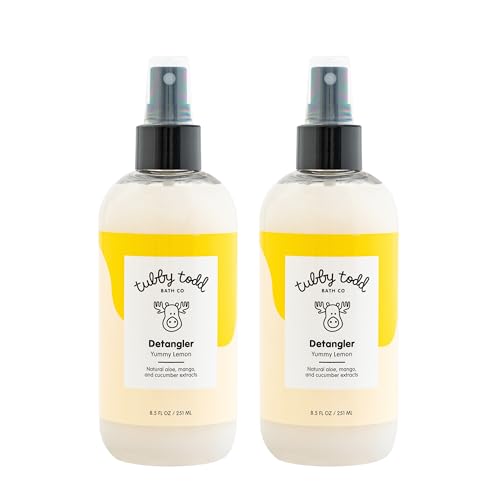 TUBBY TODD Hair Detangler Spray for Kids - Hair Detangling Spray with Baobab & Coconut Oil - Gentle & Moisturizing Kids Hair Detangler Spray - 8.5oz, 2 Pack - Lemon Cr?me