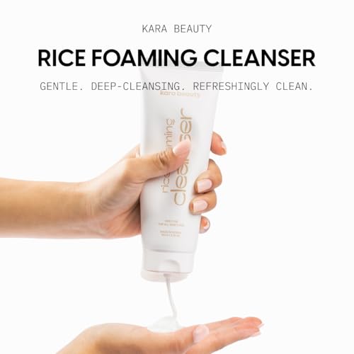 Kara Beauty Rice Foaming Cleanser Lightweight Face Wash with Rice Bran Extract and 5 Layer Gentle Foaming Facial Cleanser Travel Size Face Wash for Daily Skin Care Cleansing Brightening for Women