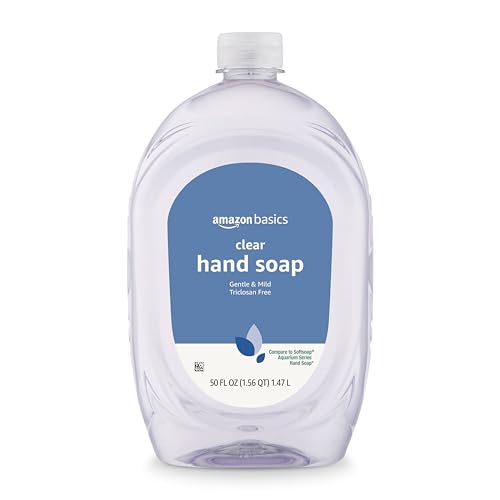Amazon Basics Gentle & Mild Clear Liquid Hand Soap Refill 50 Fl Oz - Triclosan-Free & pH Balanced