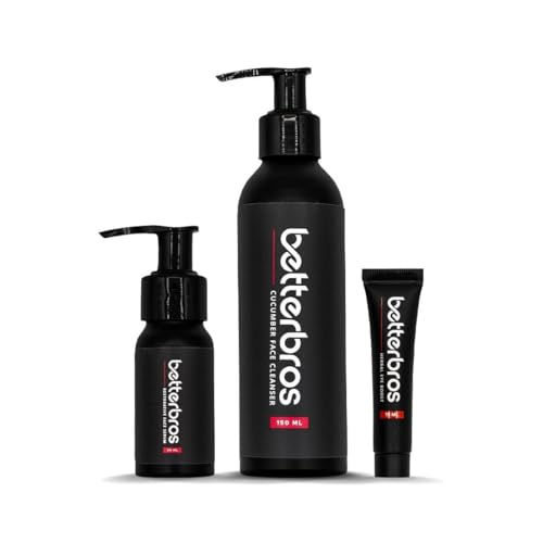 Essentials Skin Care System for Men - Cucumber Face Cleanser, Restorative Face Serum, Herbal Eye Boost