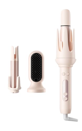 DYHOO 3-in-1 Automatic Hair Curler Set with Straightening Brush & 2 Barrels