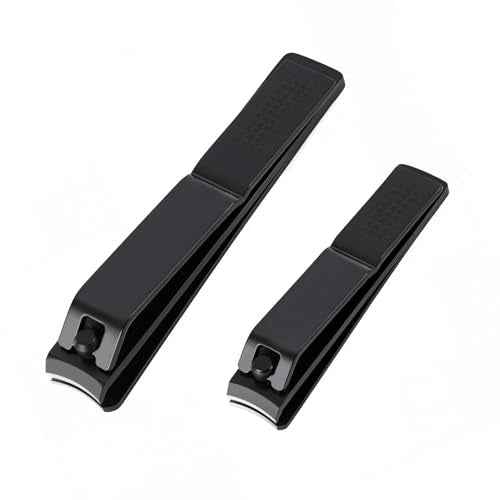 Black Nail Clippers Set: Fingernail & Toenail Clippers for Men, Women & Seniors Ergonomic Comfort