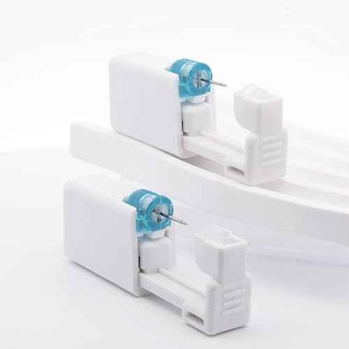 limerencia Ear Piercing Kit Titanium G23, Disposable Ear Piercing Gun Kit with F136 Medical Grade Titanium 4mm Cubic Zirconia Stud, At Home Self Ear Piercer Kit with Alcohol Pads