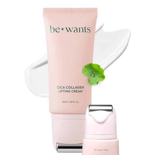bewants Gua Sha Neck Cream Roller, Korean Neck Cream with Massage Roller, Rapid Lift Neck Serum Roll On, Moisturizer for Tightening Skin with Centella Asiatica (1 Pack)