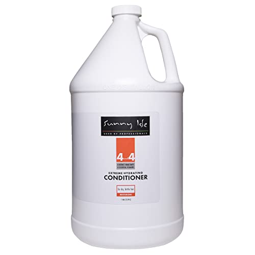 Sunny Isle 4AND4 Conditioner 1 Gallon | Professional Grade Formula | Paraben & Sulfate Free | 4 Distinct Humectants & 4 Essential Vitamins | For Dry Brittle Hair