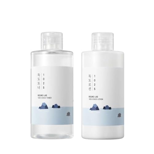 Round LAB 1025 Dokdo Toner + Dokdo Lotion Set | Gentle Exfoliating Dead Skin Cells Without Irritation, Hydrating, Watery Type Toner, Lotion, for Sensitive Skin (6.76fl.oz)