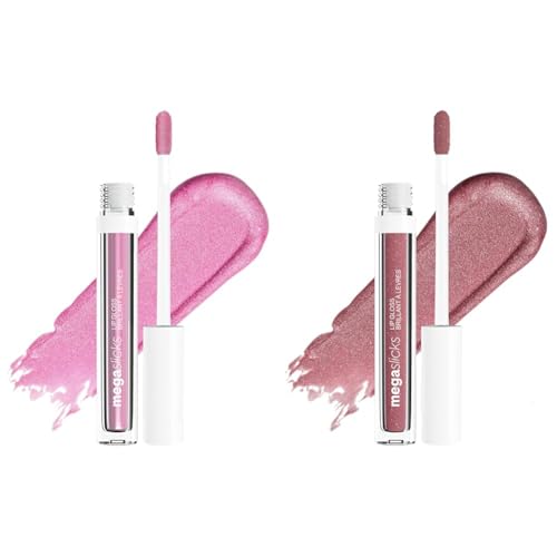 wet n wild Mega Slicks Lip Gloss Long Lasting Hyaluronic Acid High Shine Sinless and Red Past Curfew 2 Pack