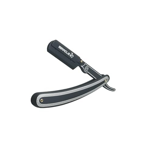 MIRACLE Professional Barber Straight Edge Razor ? Black Wooden Handle Men's Shaving Razor, Compatible with Half Edge Steel Blades ? Classic Close Shave for Barbers & Personal Grooming