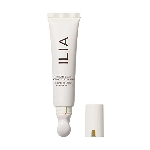 ILIA - Plant-Based Bright Start Activated Eye Cream with Massage Tool Tip | Weightless, Cooling, Help Reduce Puffiness + Fine Lines | Silicone-Free, Cruelty-Free, Vegan, Clean Beauty (0.5 oz | 15 ml)
