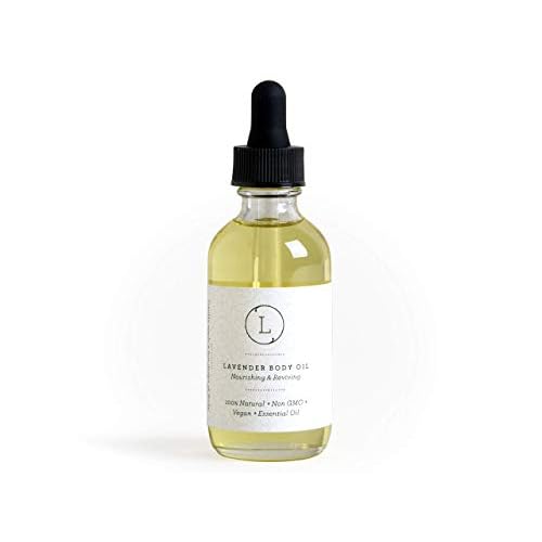 Lizush Lavender Body Oil - 2 oz Natural, Vegan, Non-GMO Moisturizing Bath Oil for Silky Skin with Premium Essential Oils - Handmade in the USA