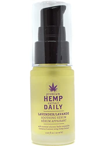 Hemp Daily Soothing Serum | Hemp Serum with Essential Oils | Vegan, Organic Ingredients | .67 Fluid Ounces (Lavender, Single)