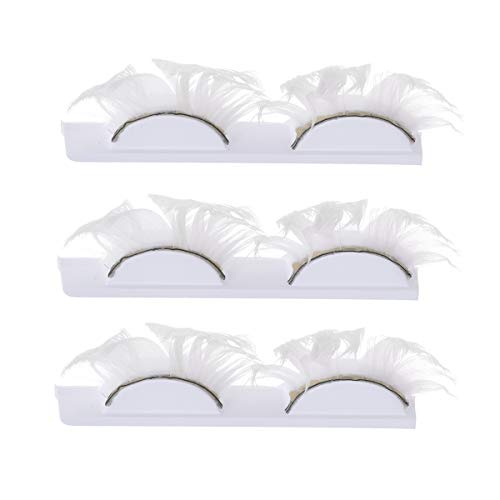 White Fluffy False Eyelashes - 3 Pair Set
