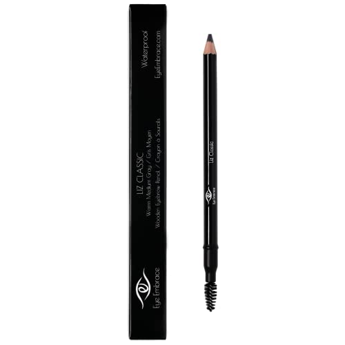 Eye Embrace Liz Warm Medium Gray Eyebrow Pencils Bundle - Liz Classic wooden pencil & Liz diamond wedge pencil - Waterproof, Cruelty-Free