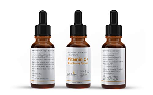 LaClaire Vitamin C+ serum, Strong vitamin c serum, brightening serum for face, topical facial serum with Hyaluronic acid, Vitamin c facial brightening serum, Made in the USA, Vitamin C Plus