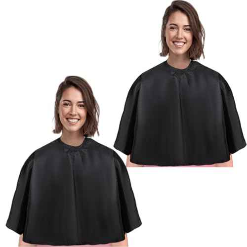Short Barber Cape, Waterproof Nylon Salon Hair Cutting Cape, Makeup Artist Cape for Hair Dye, Comb-out, Styling, Shampoo