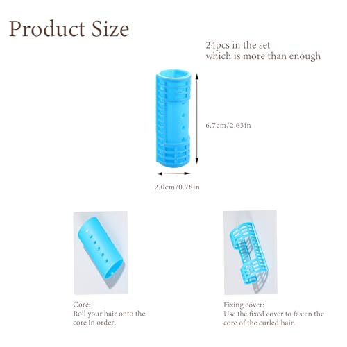 MOODKEY Heatless Hair Curlers Set - 24 Small Double Layer Plastic Rollers for Natural Curls & Waves