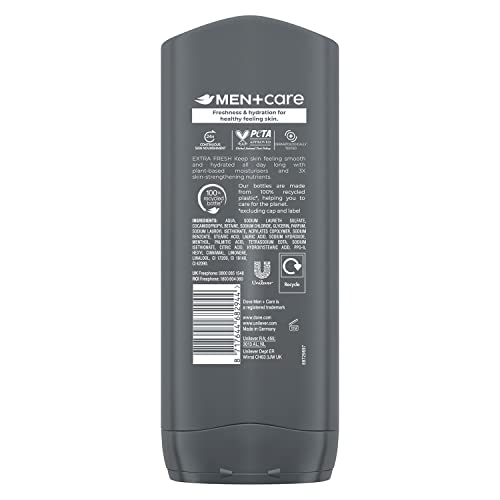 Dove Men+Care Refreshing Extra Fresh 3-In-1 Hair, Body And Face Wash Pack Of 6 With 24-Hour Nourishing Micromoisture Technology Body Wash For Men 400 Ml