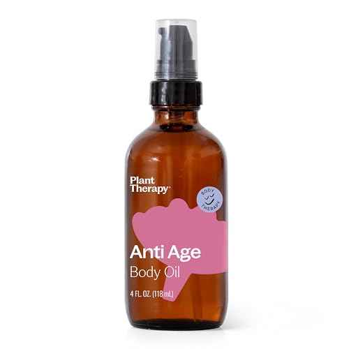 Plant Therapy Anti Age Body Oil 4 oz Locks in Moisture for Supple, Radiant Looking Skin, Helps Reduce the Appearance of Fine Lines, Made with Frankincense, Sandalwood, & Rose Oil