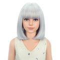 PATTNIUM Grey Bob Wig for Kids - Short Synthetic Wig with Bangs