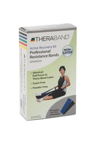 THERABAND Resistance Bands Set, Professional Elastic Band For Upper & Lower Body Exercise, Strength Training without Weights, Physical Therapy, Lower Pilates, & Rehab, Blue & Black, Advanced