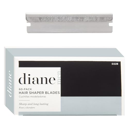 Diane Hair Shaper Razor Blades, Polymer Coated Stainless Steel Material, Precise Shaping, Trimming, and Cutting, Razor Refills for Barber, Straight Edge Razor Blade, 60-Pack