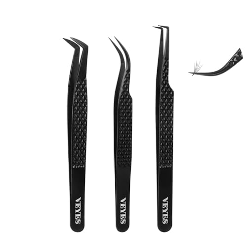 VEYES INC Lash Tweezers for Eyelash Extensions 3-Piece Set