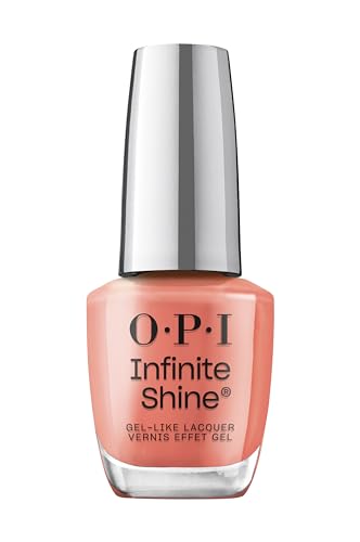 OPI Infinite Shine Long-Wear Dark Crème Finish Sheer Coral Nail Polish, Up to 11 days of wear & Gel-Like Shine, Megawatt Hot, 0.5 fl oz