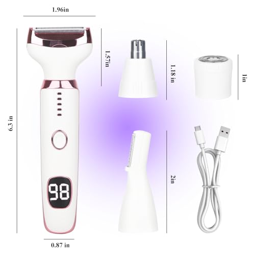 Women’s Electric Shaver 4-in-1 Wet & Dry Cordless Razor - Pink White