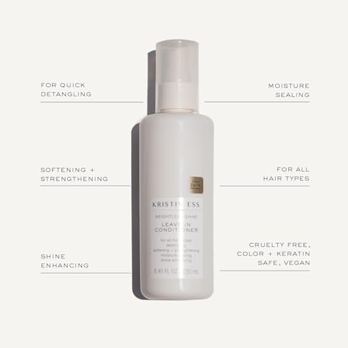 Kristin Ess Hair Hydrating Salon Leave In Conditioner Spray for Strength + Shine - Lightweight Anti Frizz Detangler for Women - Sulfate Free + Color Safe - Castor Oil Moisture Bond Repair Spray