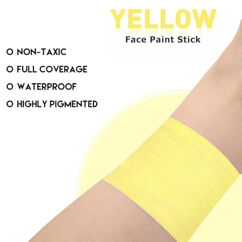 Yellow Face Paint Stick for Kids & Adults - Full Coverage, Waterproof, Halloween & Cosplay
