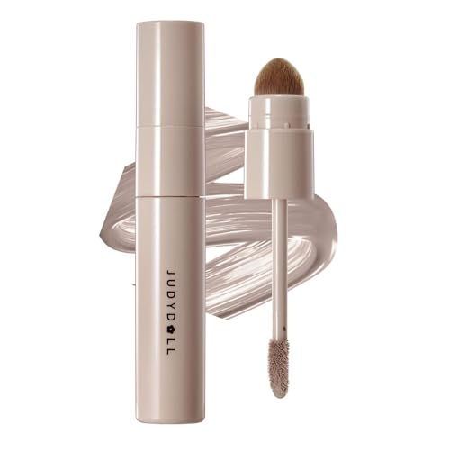 JUDYDOLL Cool Toned Contour, Cool Toned Contour Stick for Fair Skin, Smooth Liquid Contour & Highlighter With Dual Brush, Anti-Smudge & Brightening, Long-Lasting, Makeup Contour (01 Cool Gray Brown)