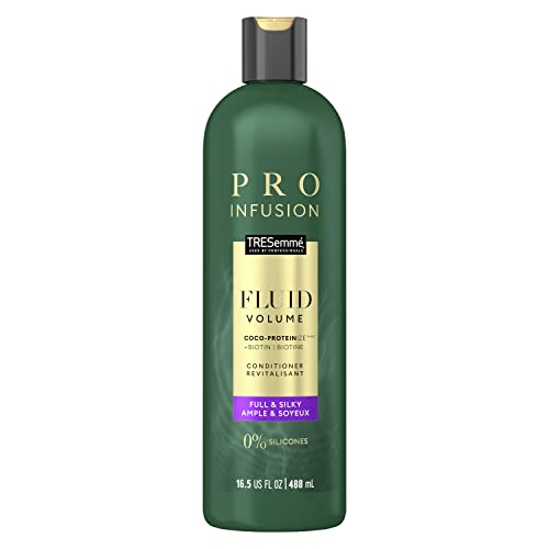 TRESemm? Cruelty-Free Pro Infusion Fluid Volume Conditioner For Full & Silky Hair Infused With Natural Coconut Droplets + Plant-Based Salon Protein + Biotin 16.5oz
