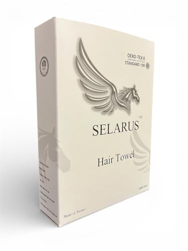 SELARUS 100% Turkish Cotton Hair Towel Wrap for Women, Grey 400 GSM, Anti-Frizz, Waffle Turban Head Wrap, 1 Pack 10x26 inc