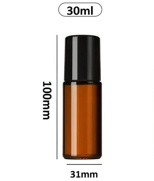 2-Pack 30ml Refillable Glass Essential Oil Roller Bottles for Perfume & Cosmetics