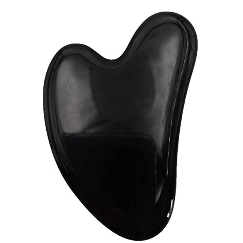 Gua Sha Crystal Jade Stone Board for Skincare, Scraping Face Back Massage Relax Therapy Trigger Point Treatment(Black Obsidian)