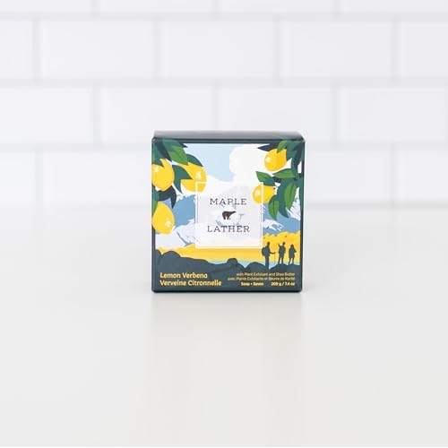 Maple & Lather Triple Milled Bar Soap with Shea Butter, Lemon Verbena Scent, Long-Lasting, Exfoliating, Moisturing, Sustainably Sourced, 209g - Made in Provence, France