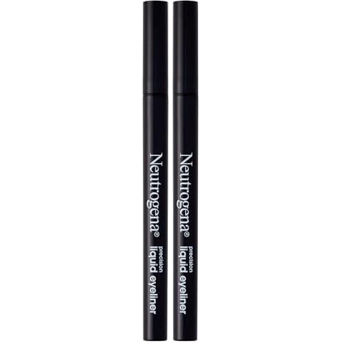 Neutrogena Precision Liquid Eyeliner with Honey & Coconut, Hypoallergenic, Smudge- & Water-Resistant Eyeliner Makeup for Precise Application, Jet Black, 0.013 fl. oz (Pack of 2)