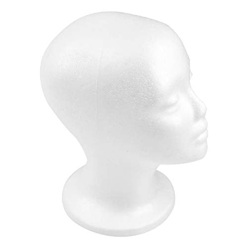 Styrofoam Wig Head 2-Pack - Female Foam Mannequin with Stand