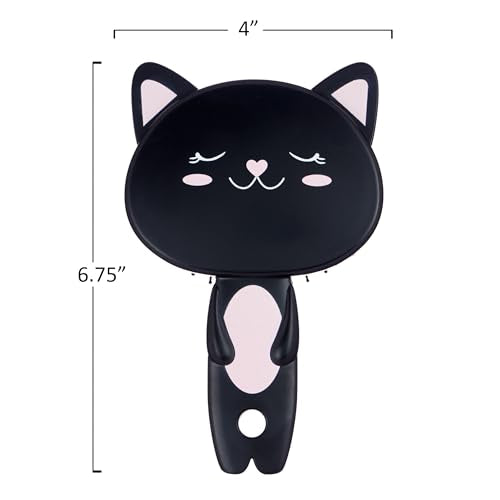Hairbrush - 1pc Cute Animal Character Hairbrush, Comfort & Control Cushion Hair Brush w/Gentle Bristles, Cushion Base, and Animal Ears (BLACK CAT)