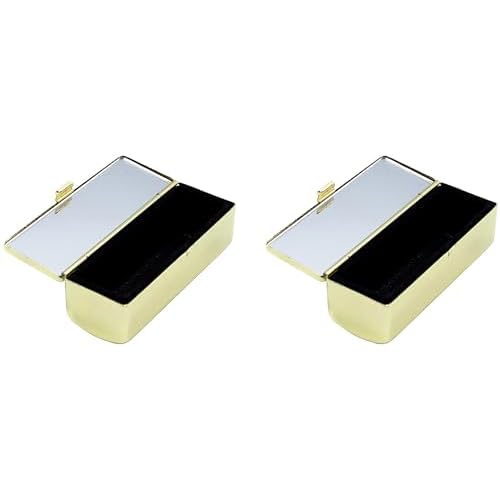 Stephanie Imports Set of 2 Rectangular Vintage Lipstick Cases With Glass Mirror (Gold Drops)