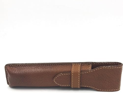 Parker Saddle Brown Leather Straight Razor Case – Hand-Stitched