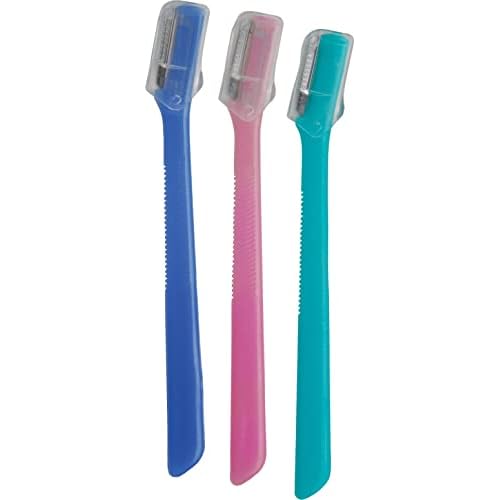 Diane D217 Small Eyebrow Facial Hair Shaper Trimmer, Dermaplaning Razor - 3 Pack