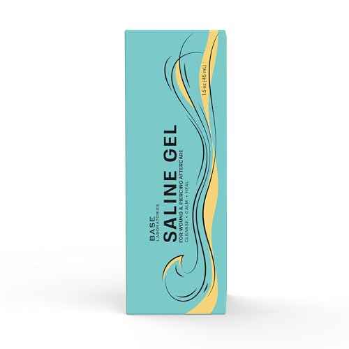 Base Labs Saline Gel 1.5oz ? Piercing Aftercare & Piercing Bump Solution ? Nose, Ear & Belly Button Piercing Care ? Hydrating Gel for Piercings, Burns & Irritations ? Aloe Vera, Tea Tree & Sea Salt