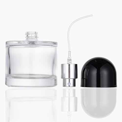 Enslz 100ML/3.4OZ Refillable Cosmetic Spray Bottle, Empty Glass Perfume Bottle with Spray Atomizer (Black, 100ml)