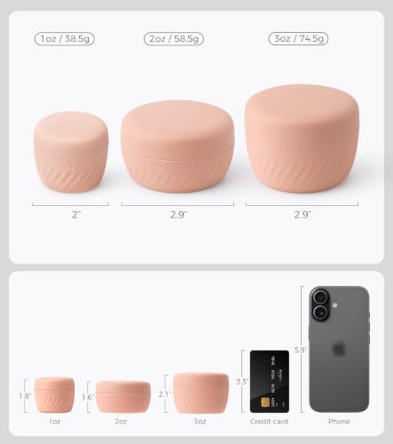 TakeToday 2oz Travel Containers, 4 Pack, TSA Approved Silicone Jars