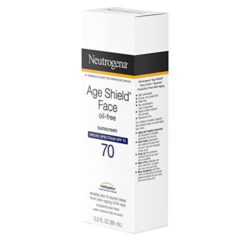 Neutrogena Age Shield Anti-Oxidant Face Lotion Sunscreen with Broad Spectrum SPF 70, Oil-Free & Non-Comedogenic Moisturizing Sunscreen to Prevent Signs of Aging, 3 fl. oz (Pack of 2)