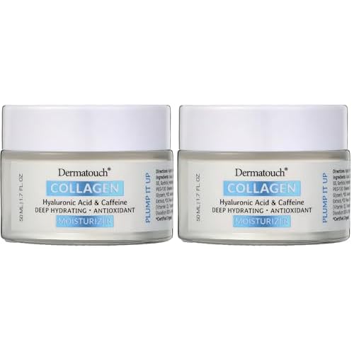 DERMATOUCH Collagen Hyaluronic Acid & Caffeine Moisturizer, 1.75 fl oz (Pack of 2)