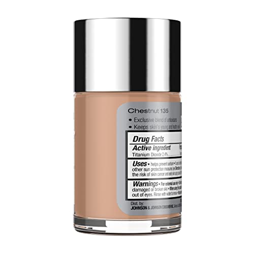 Neutrogena Healthy Skin Liquid Makeup Foundation, Broad Spectrum SPF 20 Sunscreen, Lightweight & Flawless Coverage Foundation with Antioxidant Vitamin E & Feverfew, 135 Chestnut, 1 fl. oz