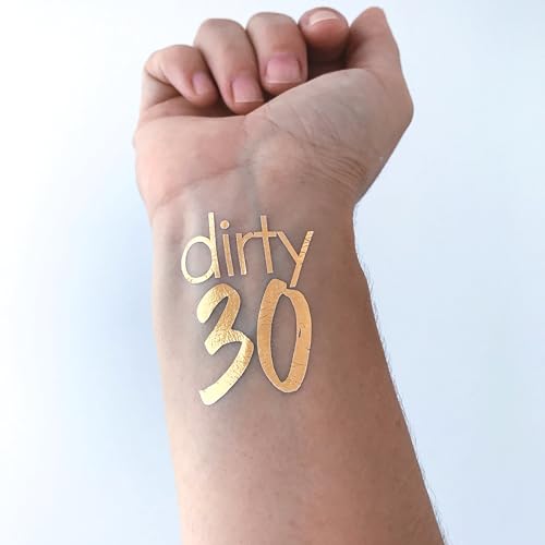 Dirty 30 Gold Temporary Tattoo Party Favors - 12 Pack