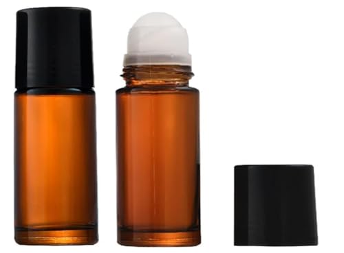 Refillable 50ml Glass Essential Oil Roller Bottles Set of 2 - Travel Fragrance Containers